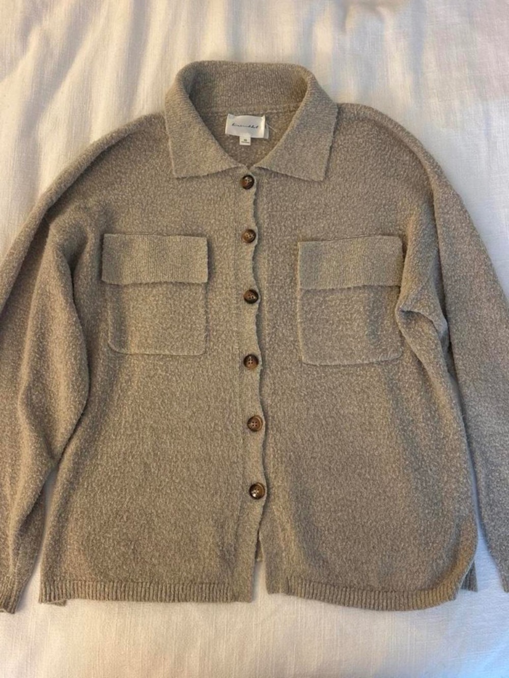 Line & Dot Oatmeal Cardigan